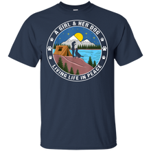 Load image into Gallery viewer, A girl &amp; her dog living life in peace Vintage Mountain Shirt
