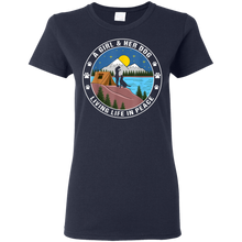 Load image into Gallery viewer, A girl &amp; her dog living life in peace Vintage Mountain Shirt